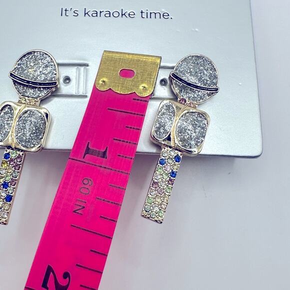 Baublebar Jewelry Sugarfix Drop The Mic Earrings Studs NWT Gold Tone Rhinestone - Picture 5 of 7